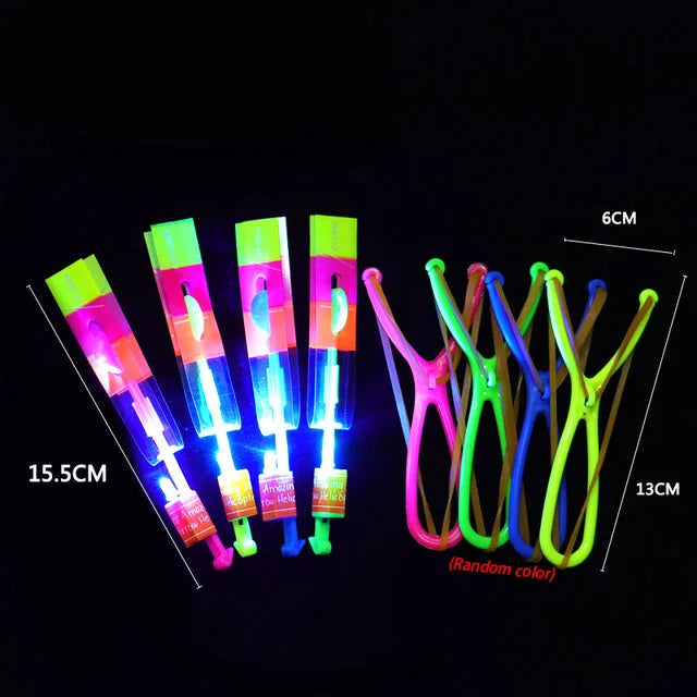 New 50/30/10/5/1Pc Amazing Light Toy Arrow Rocket Helicopter Flying LED Light Toys Party Fun Best Gifts Rubber Band Catapult