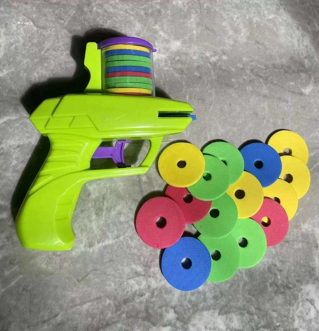 1pc Kids Outdoor Game Disc Gun Toy Flying Disc Shooting Launcher Gun Double Parent-child Interactive Children Toy for boys gifts