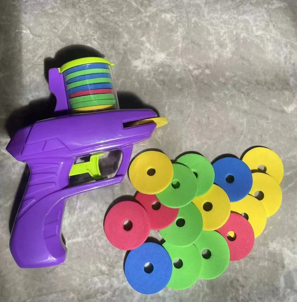 1pc Kids Outdoor Game Disc Gun Toy Flying Disc Shooting Launcher Gun Double Parent-child Interactive Children Toy for boys gifts