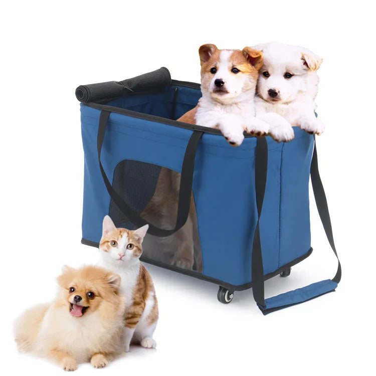 4 Wheels Pet Travel Carrier Foldable Pet Strollers for Large Dogs and Cats